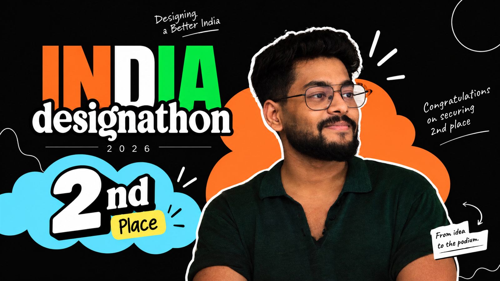 Harsh Srivastava placed 2nd at India Designathon 2026, themed Designing a Better India